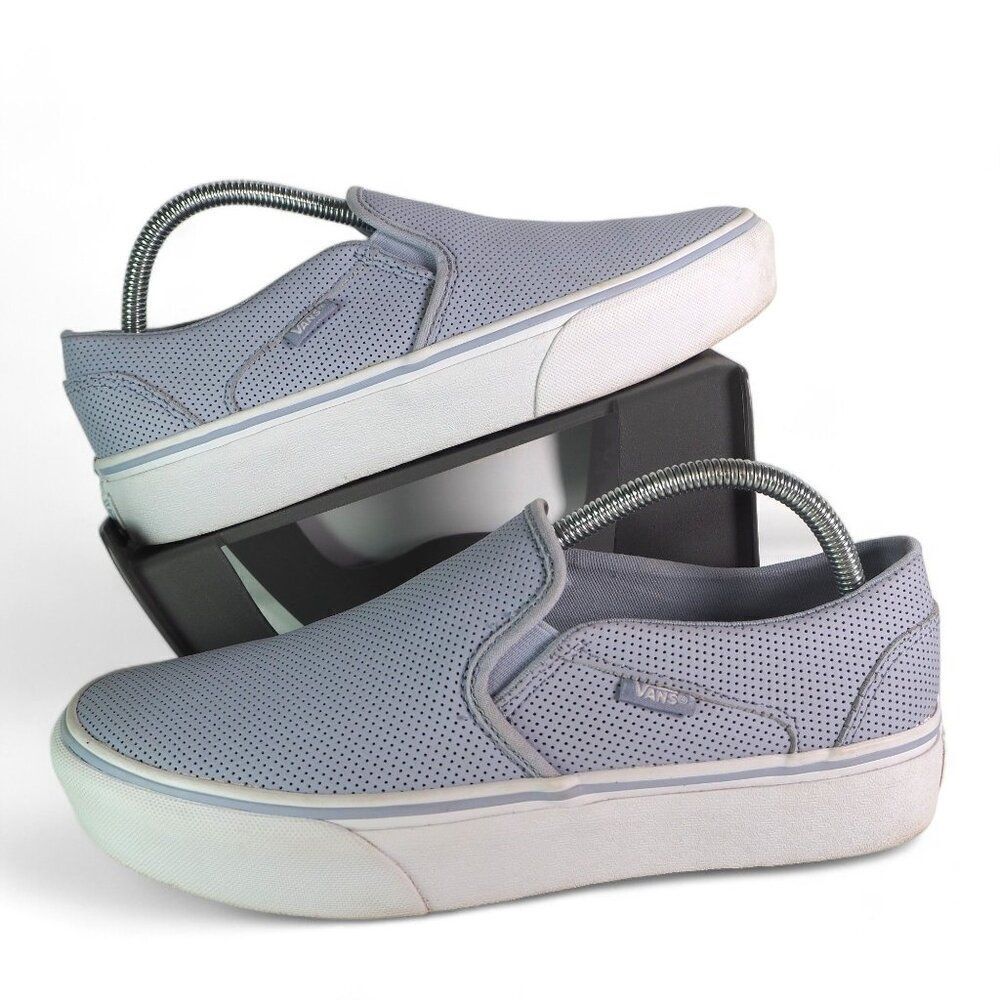 Vans Asher Deluxe‎ Perforated Platform Skate Shoes "Blue Fog" Women's 10